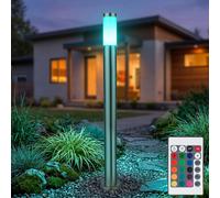 Lampadaire d'extérieur Lampadaire d'extérieur en acier inoxydable avec changeur de couleurs Lampe de sol d'extérieur à LED RVB pour allée de jardin, LED blanc chaud dimmable, 12,7x110 cm, espace extér