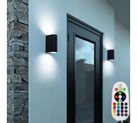RGB LED Mur Extérieur Lampes Dimmable Télécommande Haut Bas Spot Façade 2er Set