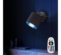 RGB LED Mur Lampe Intensité Variable or Noir Télécommande Lampe Spot Réglable