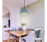 RGB LED Plafonnier Suspendu Lampe Dimmable Télécommande Rétro Luminaire Bleu