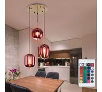 RGB LED Plafonnier Suspendu Lampe Fumée Télécommande Couloir Verre Dimmable