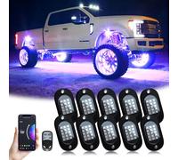Rgb Led Rock Lights, Mit Téléphone App/Télécommande & Timing & Musique Modus Rock Lights Kits, Étanche À L'eau Underglow Light Für Atv Rzr Utv Suv Off Road Auto Motorcycle (10 Pcs)
