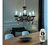 RGB LED Suspension Lampe Salon Lustre Télécommande Cristal Lumière DIMMER