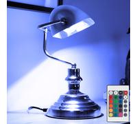 Lampe de table Télécommande Lampe de banquier verte Eclairage rétro dimmable en kit, ampoules LED RGB incluses