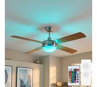 RGB LED Ventilateur de Plafond Argent Télécommande Minuteur Lampe Dimmbar 132 CM
