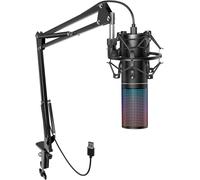 RGB Micro PC Gaming, USB Microphone Condensateur Professionnel pour Streaming Podcast Studio Enregistrement Singing Youtube Gamer Chant Stream Voix-Off pour Ordinateur de Bureau et Laptop Q9S