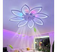 RGB Moderne Étoile Blanche Ventilateur De Plafond Silencieux Avec Lumiere Et Telecommande Chambre Enfant Plafonnier Ventilateur Moteur DC 6 Vitesses Réversible Pour Salon Enfant Chambre Cadeaux