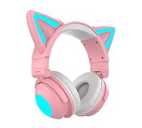 RGB Oreille De Chat Casques D'écoute Sans Fil Avec Microphone, 7.1 Stéréo Bluetooth Music 5.0 Support Du Casque De Contrôle De Couleur Lumière Meilleur Cadeau D'anniversaire Pour Les Filles Et Les Fem