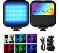 RGB Photo Light,LED Camera Light,LED Video Light,3000K-7000K 1800mAh Rechargeable Video Lighting for Vlogging,Video Conference,YouTube,(with Clip Design)