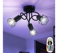 Plafonnier cage dimmable salon spot lumière télécommande dans un ensemble comprenant des ampoules LED RVB