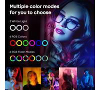 RGB Ring Light for Phone,Selfie Light Ring Rechargeable Clip-on with 12 RGB Modes and 3 White Levels,Ring Light for Phone,Laptop,Tiktok,Meeting Zoom
