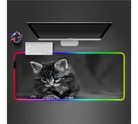 RGB Tapis de Souris Gaming Grand Tapis de Souris XXL 800x300x3mm 14 Modes d'éclairage LED Lumineuse Tapis de Souris Mouse Pad Rétroéclairage pour Gamer Clavier PC, Animal Chat Mignon