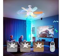 RGB Ventilateur de Plafond E27 Dimmable Ventilateur Plafond Silencieux avec Lumiere et Telecommande Ventilateur Plafond Haut-parleur Bluetooth Fan Plafonnier pour Salon, Chambre, Coucher, Enfant