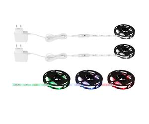 RGBW LED Strip Télécommande Bande lumineuse RGB Changement de couleur Bande LED 2m dimmable, raccourcissable, 12W 220Lm, L 200 cm, set de 2 pièces