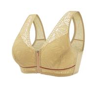 RGDIDG Femmes Été Grande Taille 3/4 Coupe Avant Zip Soutien-Gorge Dentelle Respirant Non-Acier Anneau Soutien-Gorge sous-vêtements