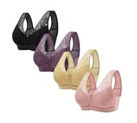 RGDIDG Soutien-Gorge pour Femmes pour Personnes âgées, Fermeture éclair Avant, Soutien-Gorge Confort, Dentelle sans Anneau en Acier Type Gilet à Bretelles Larges Soutien-Gorge de Grande Taille