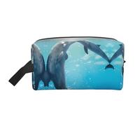 rge and Small Black Bear Print Storage Bag - Trousse de toilette de voyage durable, pochette de rangement portable pour maquillage et cosmétiques avec fermeture éclair, Winter the Dauphin, Taille