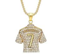 RGEVGER Collier avec pendentif numéro 7 en jersey pour homme, pendentif en jersey de diamant hip-hop, le favori des fans de football pour les amateurs de jeux de ballon, bijoux de sport punk, NO