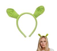 RGEVGER Serre-tête oreilles d'ogre vertes, bandeau mignon en peluche extraterrestre avec cornes pour décoration de fête, Halloween, cosplay