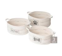 RGI Home Lot de 3 paniers de rangement ovales en corde de tissu pour animaux de compagnie et de maison, multi-tailles avec poignées faciles à transporter, durables et élégants, gris anthracite sur