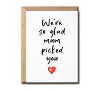 RGLDesigns Carte « We're So Glad Mum Picked You » - Carte pour beau-père - Cadeau pour beau-père - Carte de fête des pères - Bonus pour papa - Joyeux anniversaire