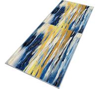 Rglxing Tapis de Cuisine Devant Evier Antidérapant Lavable 90X250CM Tapis de Passage Jaune Bleu Long Tapis de Sol Tapis d'entrée intérieurs Paillasson pour Couloir Salon Chambre au Metre