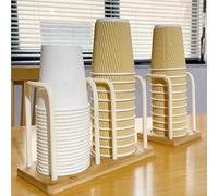 RGOEMHJ Paper Cup Holder Organizer With Wood Base Table Standing Dispenser For Office Commercial Use Break Room Home Convient pour un comptoir de bar(White 1 Slot)