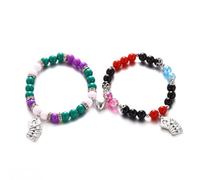 rgwtgkyh Bracelet de perles assorties en forme d'araignée pour femme, cœur rouge, pierre d'énergie, bracelet en toile d'araignée, promesse de relation, pour meilleurs amis, couple, bijoux d'Halloween