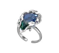 RGYBAO Bague en forme de larme en forme de larme bleu à vert dégradé de zircones cubiques pierres réglables 17,7 mm ouverture bleu vert dégradé cuivre léger, One Size, Comme décrit, Comme décrit.