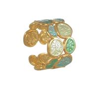 RGYBAO Bague réglable double couche en acier inoxydable - Design unique de cercles irréguliers - Bijoux tendance pour femme