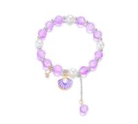 RGYBAO Bracelet élégant avec pendentif en forme d'étoile de mer et coquillage - Bijou minimaliste et confortable - Pour femme, 18cm, Alliage, perle d'imitation, fleur éclatée, Pas de gemme