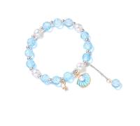 RGYBAO Bracelet élégant avec pendentif en forme d'étoile de mer et coquillage - Bijou minimaliste et confortable - Pour femme, 18cm, Alliage, perle d'imitation, fleur éclatée, Pas de gemme