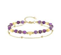 RGYBAO Bracelet en pierre naturelle avec sphère en forme de cœur à double fil, bijou artisanal pour femme, cadeau pour elle, chaîne délicate à deux rangs, bracelet en pierre lisse, One Size, Comme