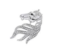 RGYBAO Broche élégante en forme de tête de cheval - Design rétro - En alliage - Accessoire pour femme - Tendance - Pour garde-robe, 2.7x4.5cm, Métal, Pas de gemme
