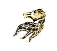 RGYBAO Broche élégante en forme de tête de cheval - Design rétro - En alliage - Accessoire pour femme - Tendance - Pour garde-robe, 2.7x4.5cm, Métal, Pas de gemme