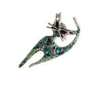 RGYBAO Broche en forme de chat avec strass étincelants - Unisexe - Bijou fait main pour homme et femme, 7.1x2.9cm, émail, Pas de gemme