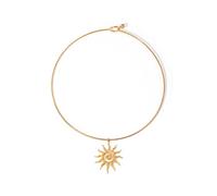 RGYBAO Collier avec pendentif soleil plaqué or 18 carats en acier inoxydable robuste et étanche pour femme, 40+5cm, Métal, Pas de gemme