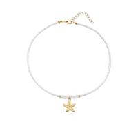 RGYBAO Collier de perles avec pendentif étoile de mer - Longueur réglable - Portable - Pour vacances à la plage et fêtes, 38+5cm, Perle, alliage, Pas de gemme
