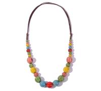 RGYBAO Collier de perles en céramique fait à la main aux couleurs vives - Bijou léger pour femme - Accessoire de mode unique, 58cm, Corde + céramique, Pas de gemme