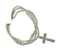 RGYBAO Collier vintage français empilable avec pendentif croix incrustée de diamants et plusieurs rangs
