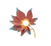 RGYBAO Élégante broche en forme de feuille d'érable avec fermeture sécurisée pour vêtements pour femmes bijoux de fête accessoires de vêtements, 4.5cmx5cm, Métal, Pas de gemme