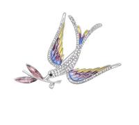 RGYBAO Élégante broche en forme d'hirondelle avec gouttes d'huile et strass en cristal pour femme, 7*5.3㎝, Zinc, Pas de gemme