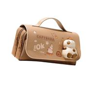 RGYBAO Grande trousse à crayons avec poignée - Grande capacité - Avec fermeture éclair - Trousse de maquillage de voyage, marron, 21x10.5x5.50cm, Conforme à l'image