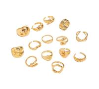 RGYBAO Lot de 12 bagues ajourées irrégulières en alliage avec perles ornées de perles pour femme, Diameter:1.5cm/1.6cm/1.7cm, Alliage + perle d'imitation, Aucune pierre précieuse