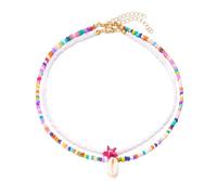 RGYBAO Lot de 2 colliers avec pendentif en forme d'étoile de mer et coquillages pour femmes et amateurs de mode, 40+5cm/34+5cm, Perles, Pas de gemme