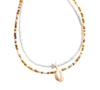 RGYBAO Lot de 2 colliers avec pendentif en forme d'étoile de mer et coquillages pour femmes et amateurs de mode, 40+5cm/34+5cm, Perles, Pas de gemme