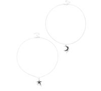 RGYBAO Lot de 2 colliers pratiques avec étoiles et lune pour meilleure amie, pour femmes, adolescentes, filles, bijoux d'amitié, cadeaux spéciaux, 46+6cm, Métal, Pas de gemme