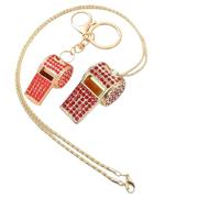 RGYBAO Lot de 2 porte-clés et collier sifflés en strass avec construction en alliage, 6 couleurs élégantes pour un usage quotidien, 43.5cm/4.3x1.9cm/4.4x2cm, Métal, Pas de gemme