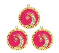 RGYBAO Lot de 3 colliers élégants en acier plaqué or avec pendentif tournesols pour femme avec carte de tarot émaillée et breloque en forme de croissant d'étoile, 2.1x1.8cm, Acier titane, Pas de gemme