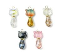 RGYBAO Lot de 5/8 pendentifs en verre en forme de chat pour création de bijoux uniques - Accessoires de fabrication de porte-clés de couleurs mélangées, One Size, Comme décrit, Comme décrit.